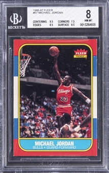 1986-87 Fleer #57 Michael Jordan Rookie Card – BGS NM-MT 8
